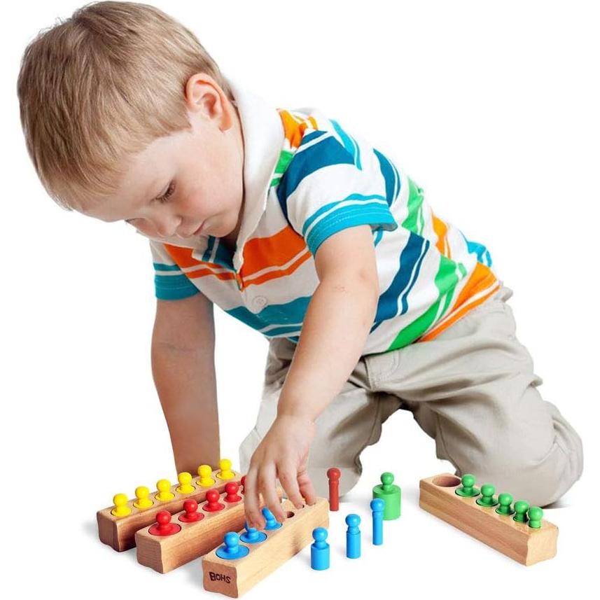 Bloques de Cilindros con Perillas BOHS Montessori - 6 Piezas - 17 cm