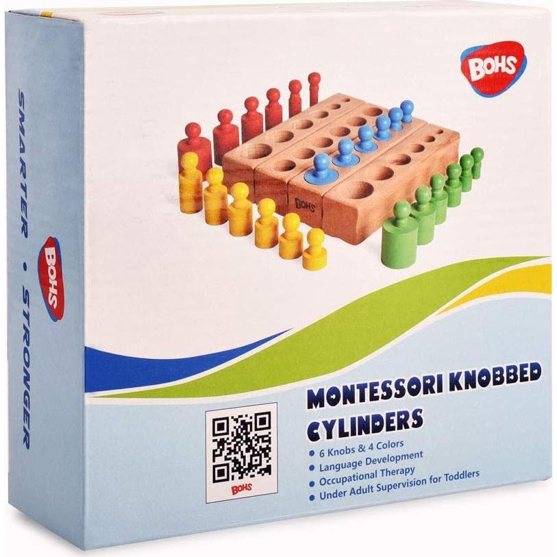 Bloques de Cilindros con Perillas BOHS Montessori - 6 Piezas - 17 cm