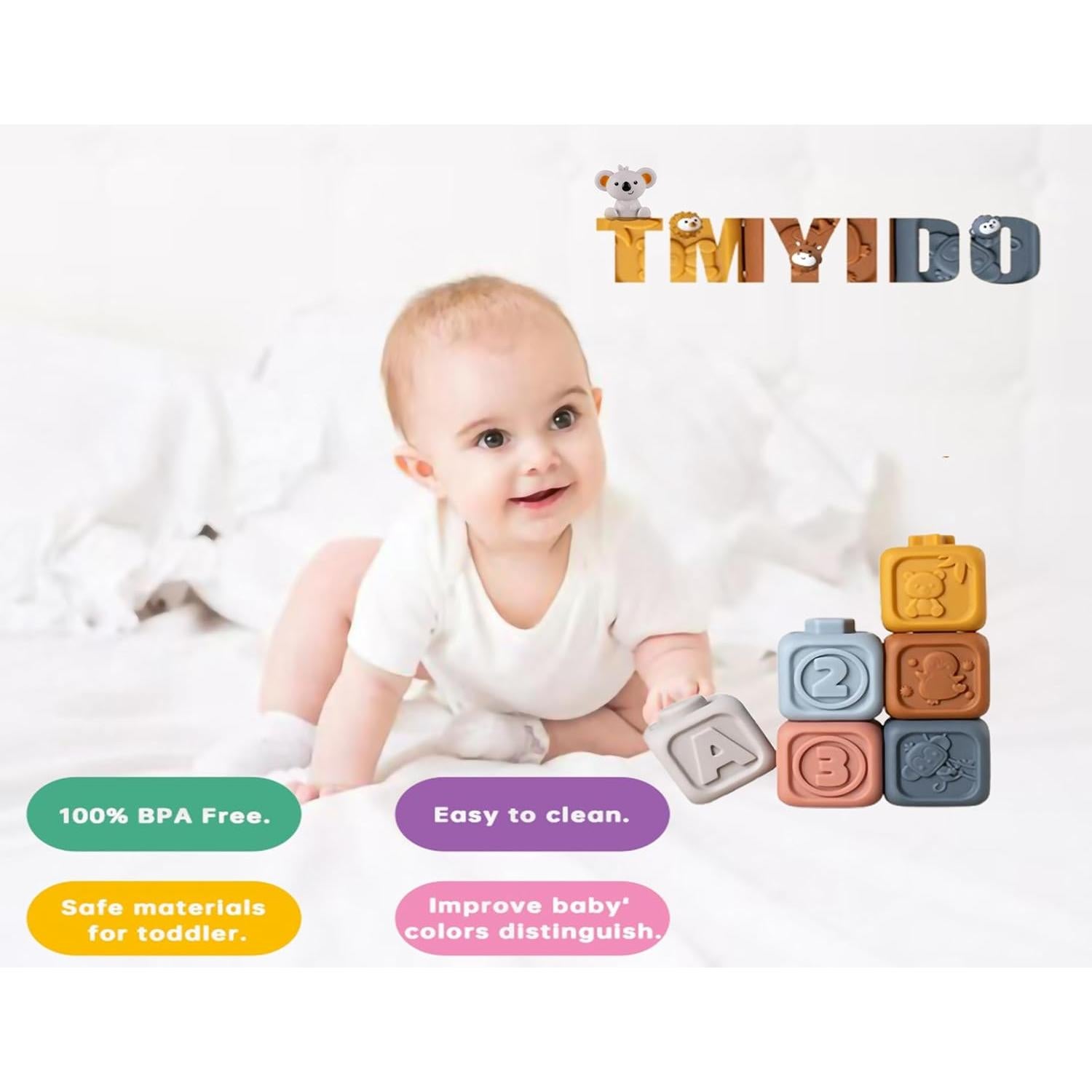 Bloques y Anillos Apilables Suaves TMYIDO 12 Piezas 6-18 Meses