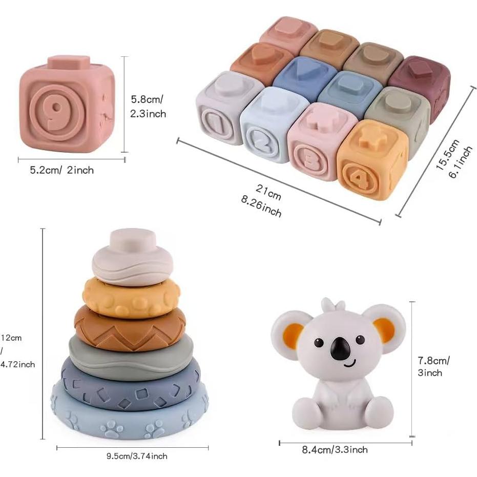Bloques y Anillos Apilables Suaves TMYIDO 12 Piezas 6-18 Meses