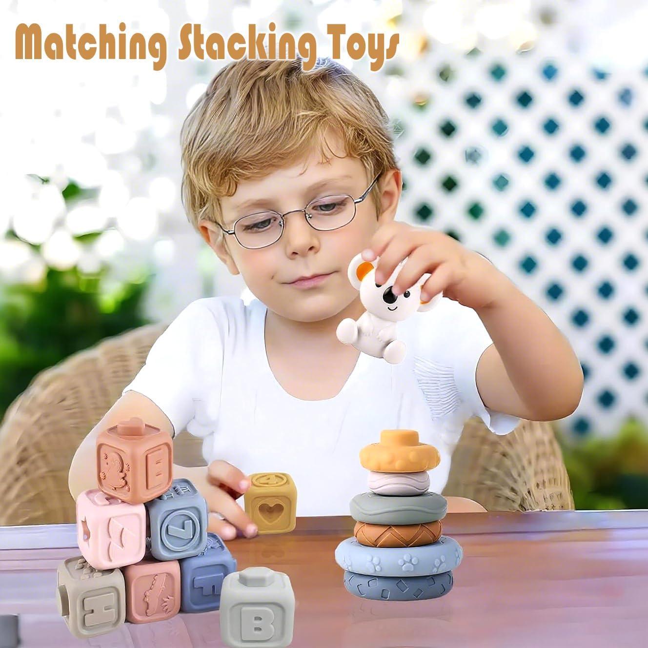 Bloques y Anillos Apilables Suaves TMYIDO 12 Piezas 6-18 Meses