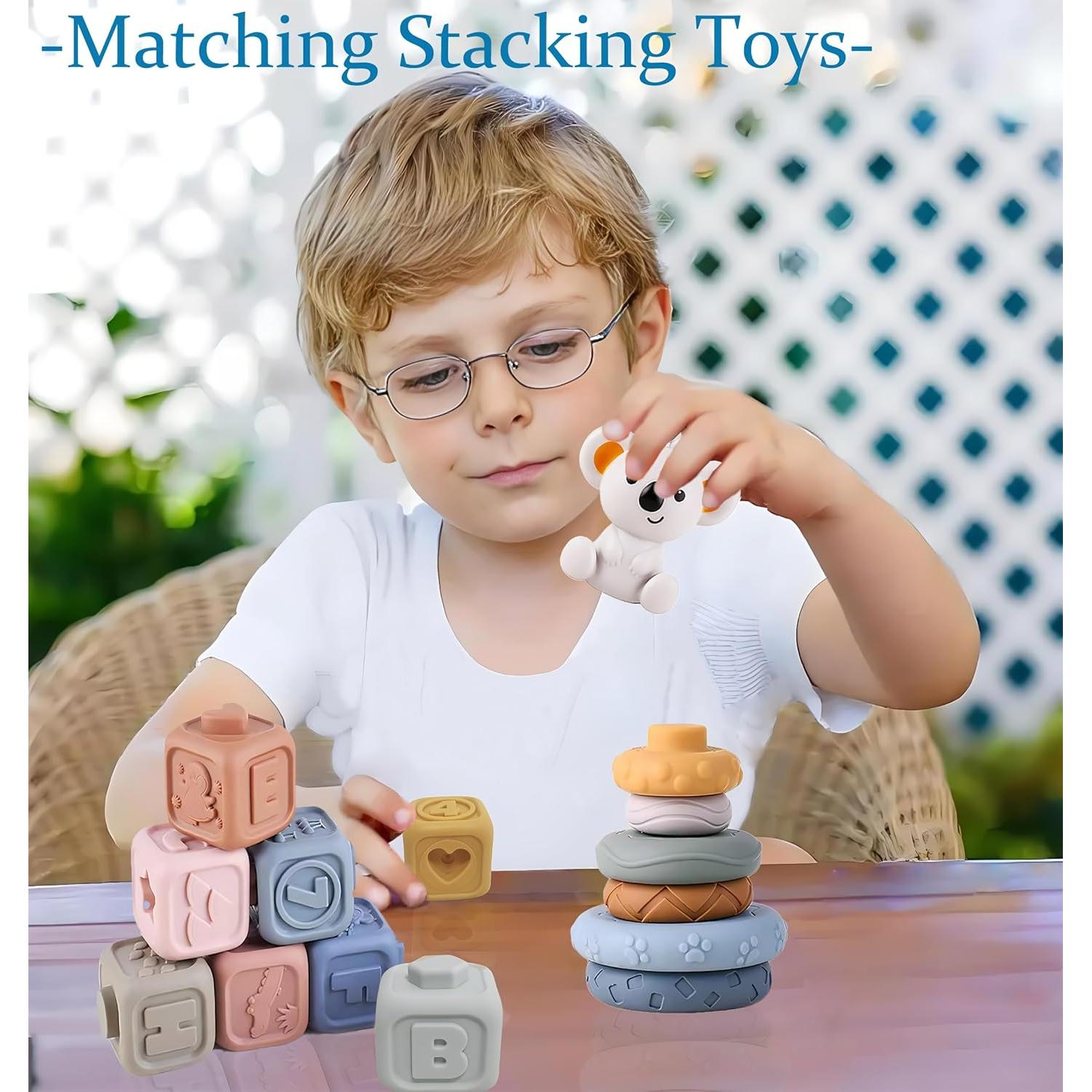 Bloques y Anillos Apilables Suaves TMYIDO 12 Piezas 6-18 Meses