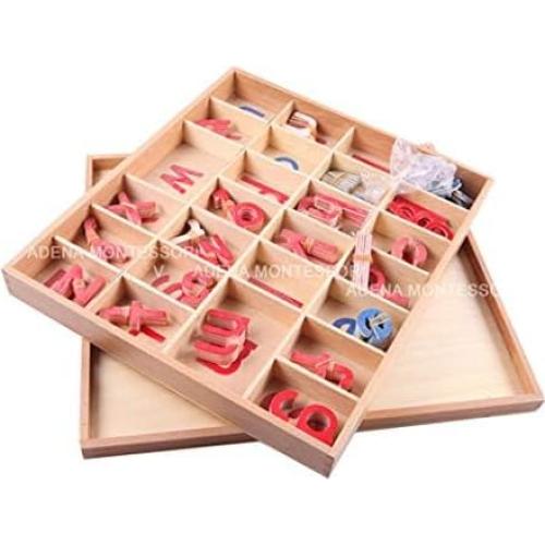 Alfabeto Móvil Pequeño Adena Montessori en Madera - Rojo y Azul
