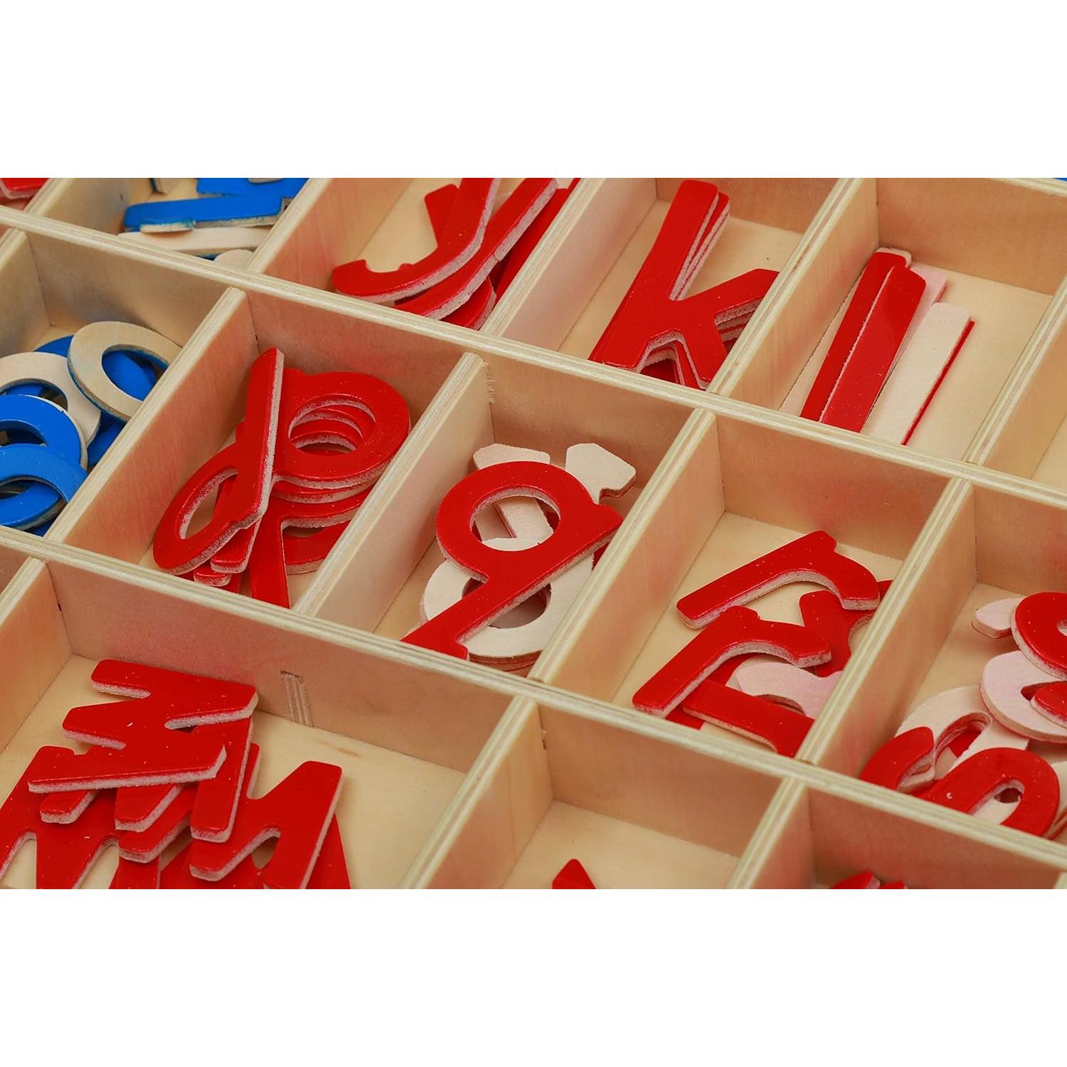 Alfabeto Móvil Pequeño Adena Montessori en Madera - Rojo y Azul