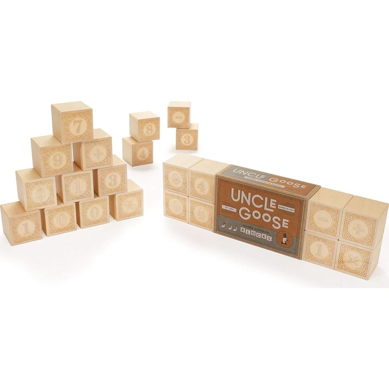 Bloques de Números de Madera Uncle Goose - 14 Cubos 4.5 cm