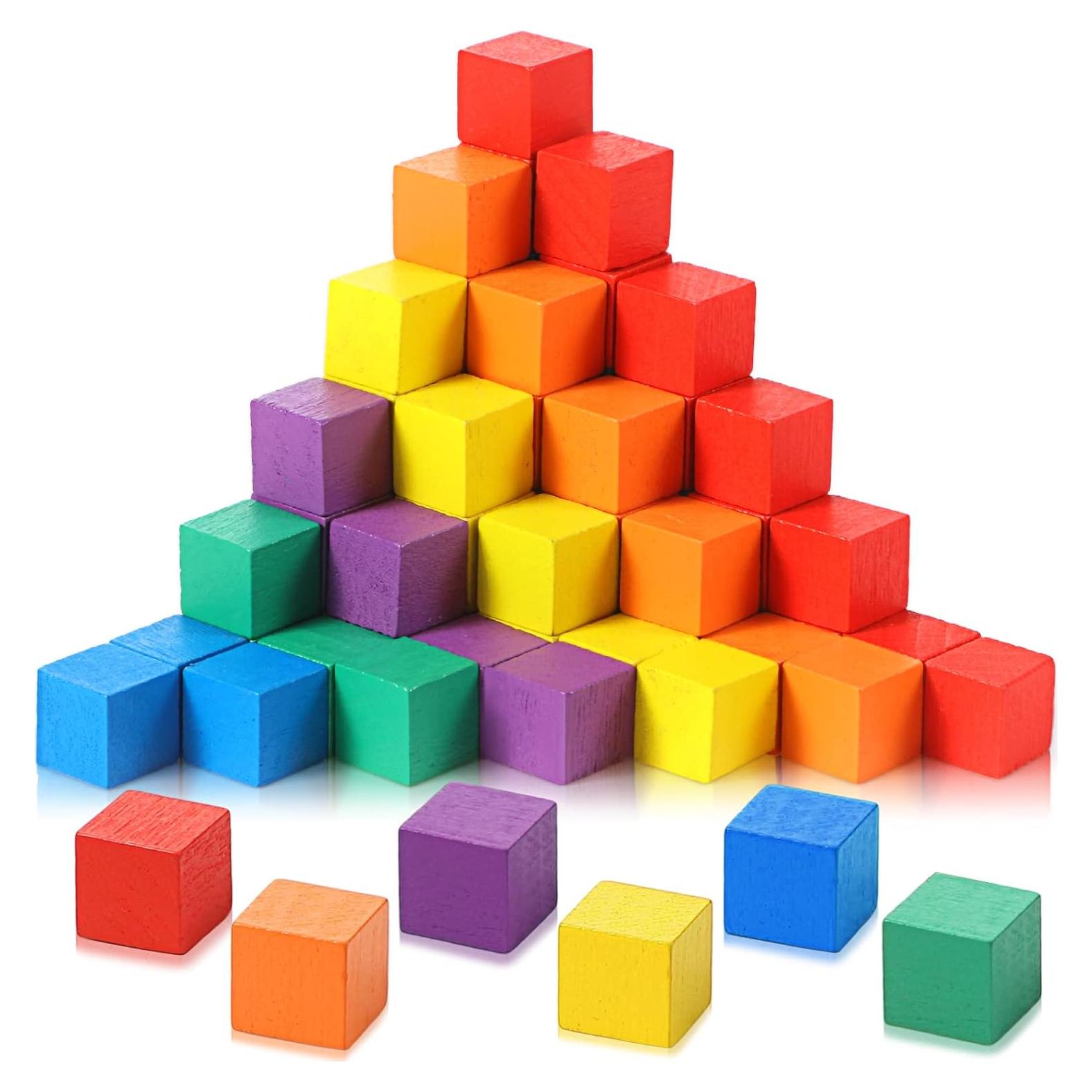 Bloques de Madera Coloridos Sasylvia 72 Pcs 1 cm para Manualidades