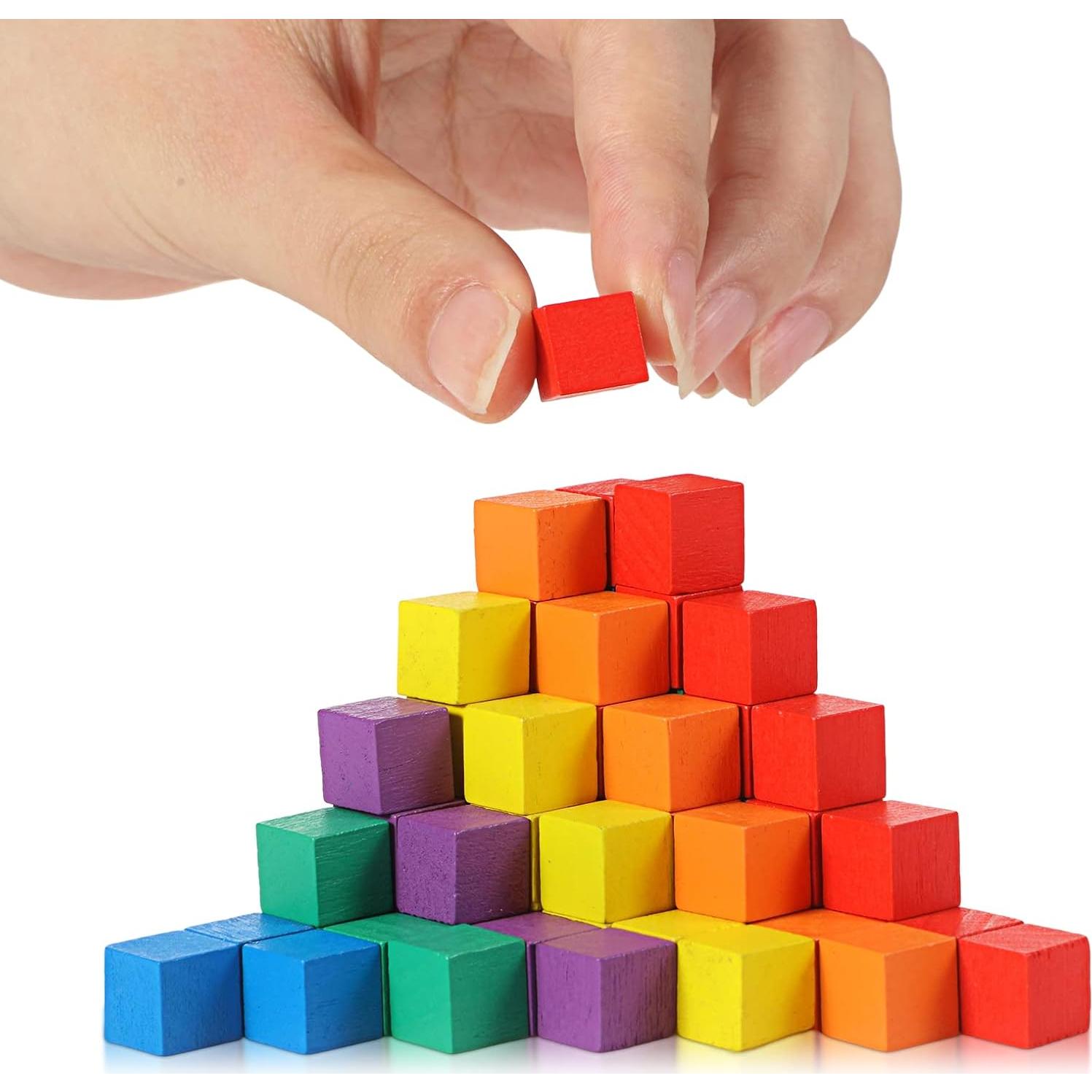 Bloques de Madera Coloridos Sasylvia 72 Pcs 1 cm para Manualidades