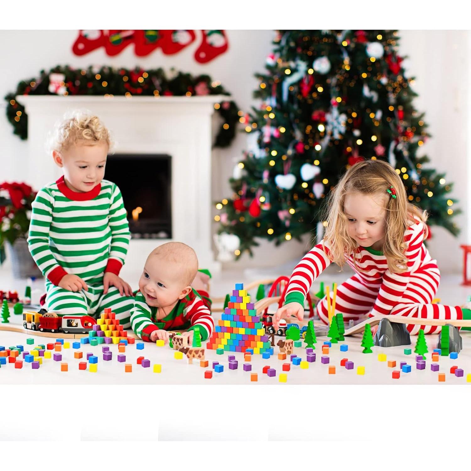 Bloques de Madera Coloridos Sasylvia 72 Pcs 1 cm para Manualidades