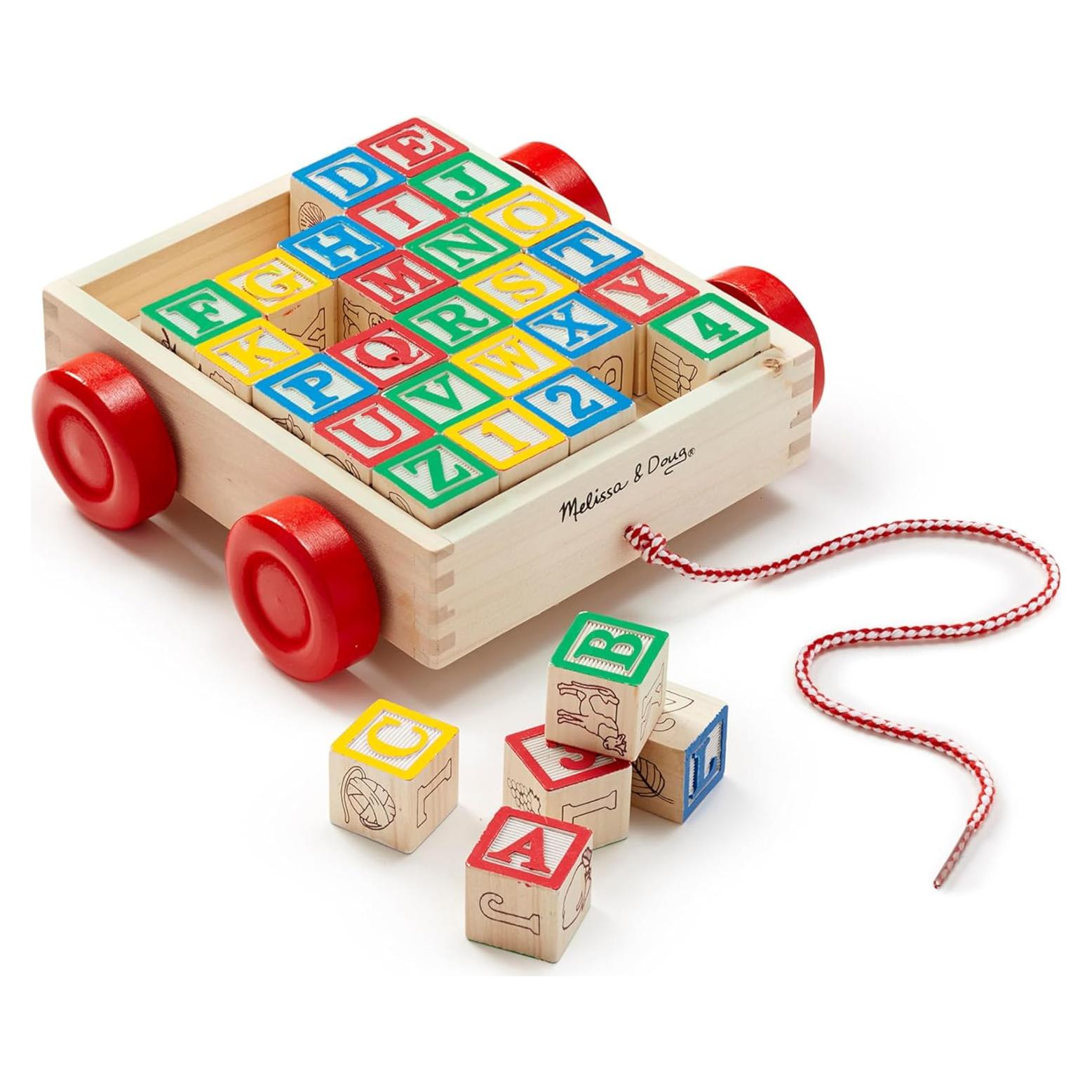 Carrito de Bloques de Madera Melissa & Doug 30 Piezas 2.54 cm