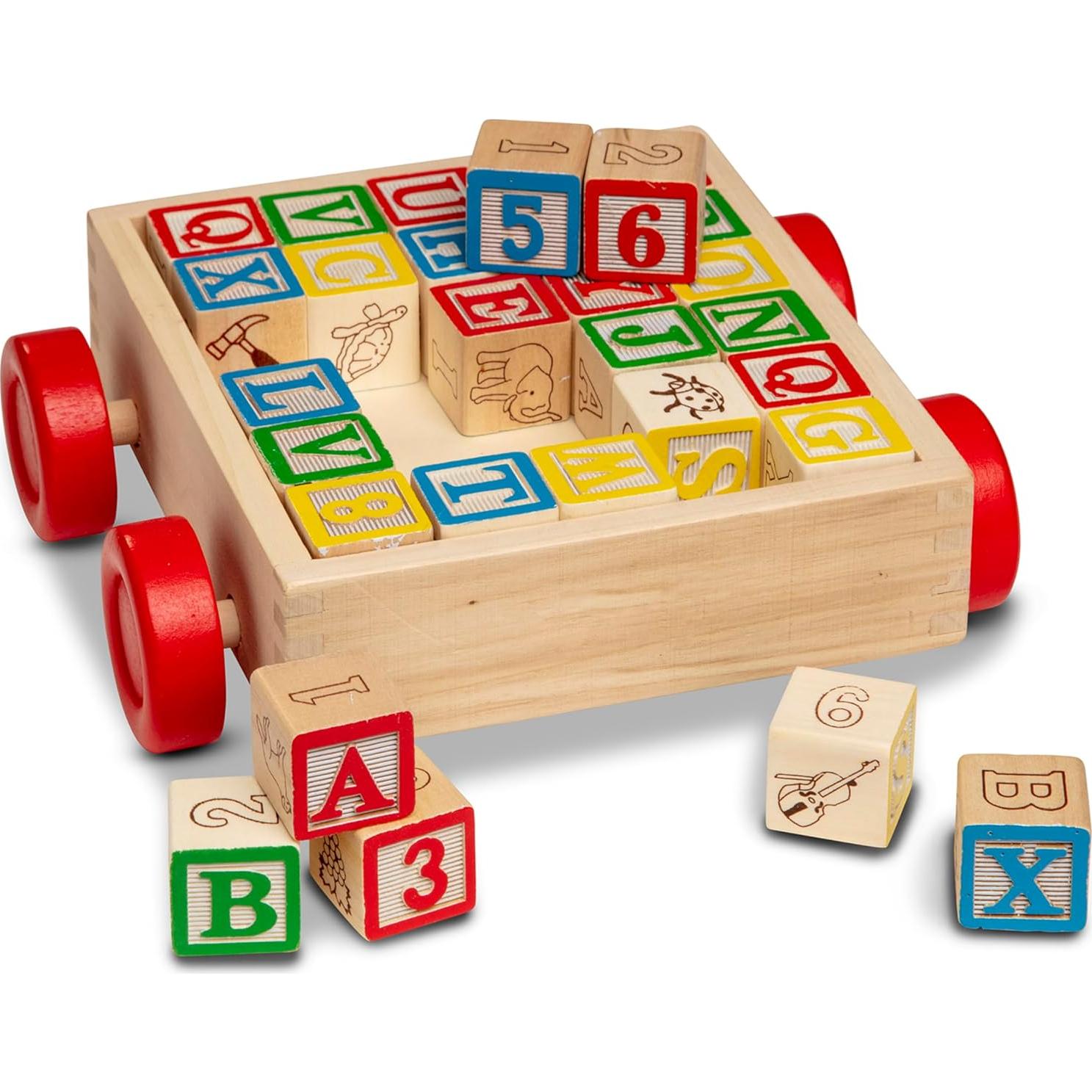 Carrito de Bloques de Madera Melissa & Doug 30 Piezas 2.54 cm