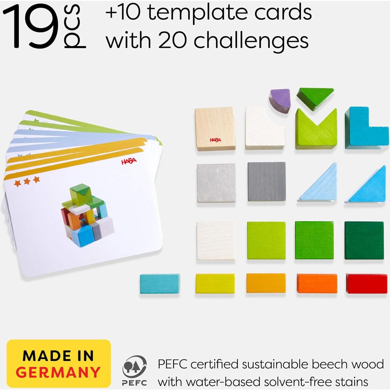 Bloques de Madera HABA 19 Piezas Juguete Educativo 3D