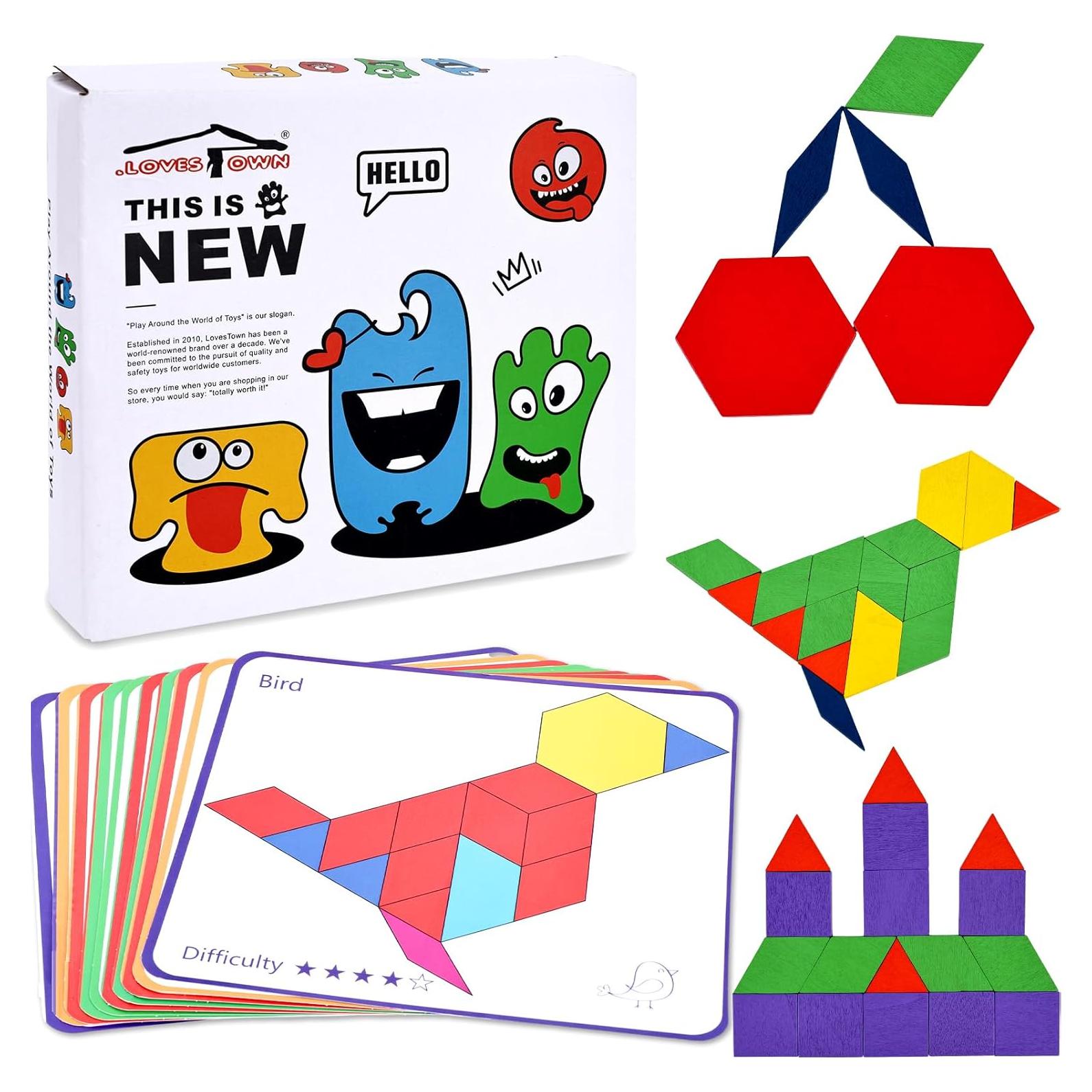 Juego de Bloques de Madera LOVESTOWN 150 PCS Geométricos