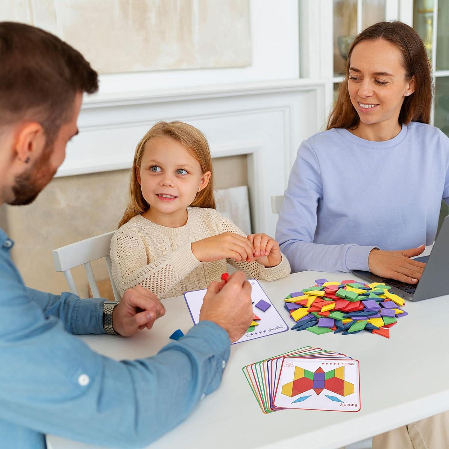 Juego de Bloques de Madera LOVESTOWN 150 PCS Geométricos