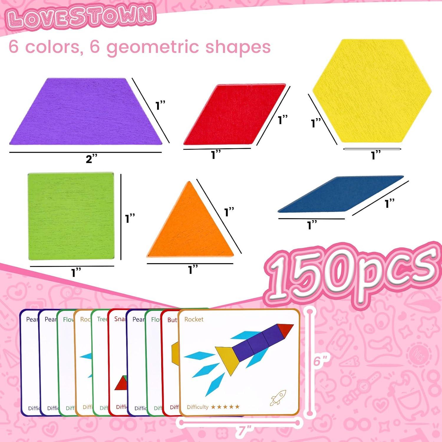 Juego de Bloques de Madera LOVESTOWN 150 PCS Geométricos