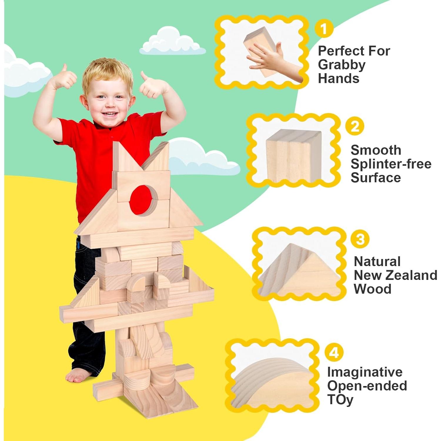 Bloques de Construcción de Madera Timfuis 64 Piezas Educativos