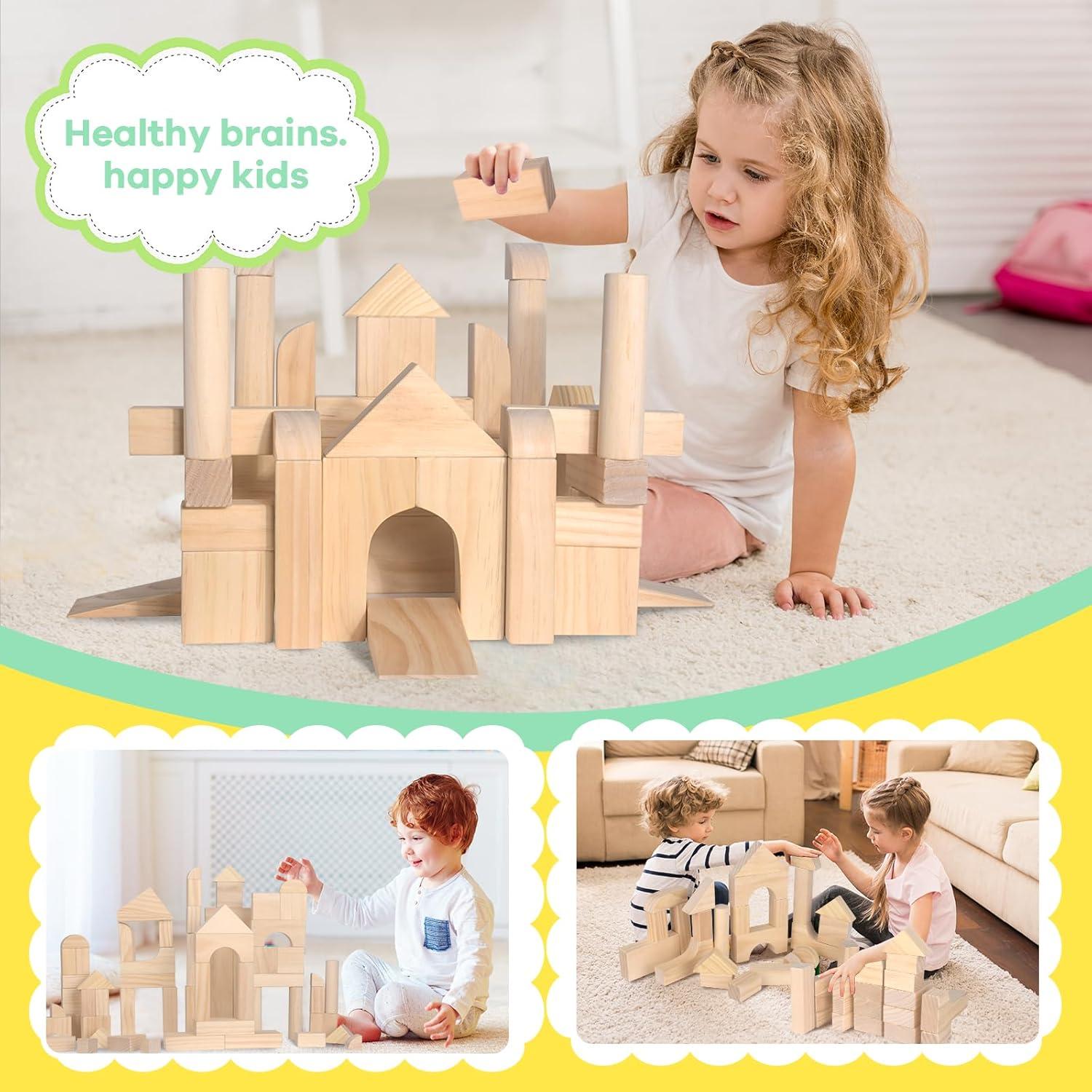 Bloques de Construcción de Madera Timfuis 64 Piezas Educativos