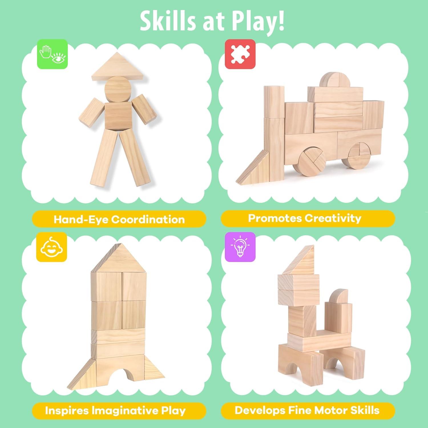 Bloques de Construcción de Madera Timfuis 64 Piezas Educativos