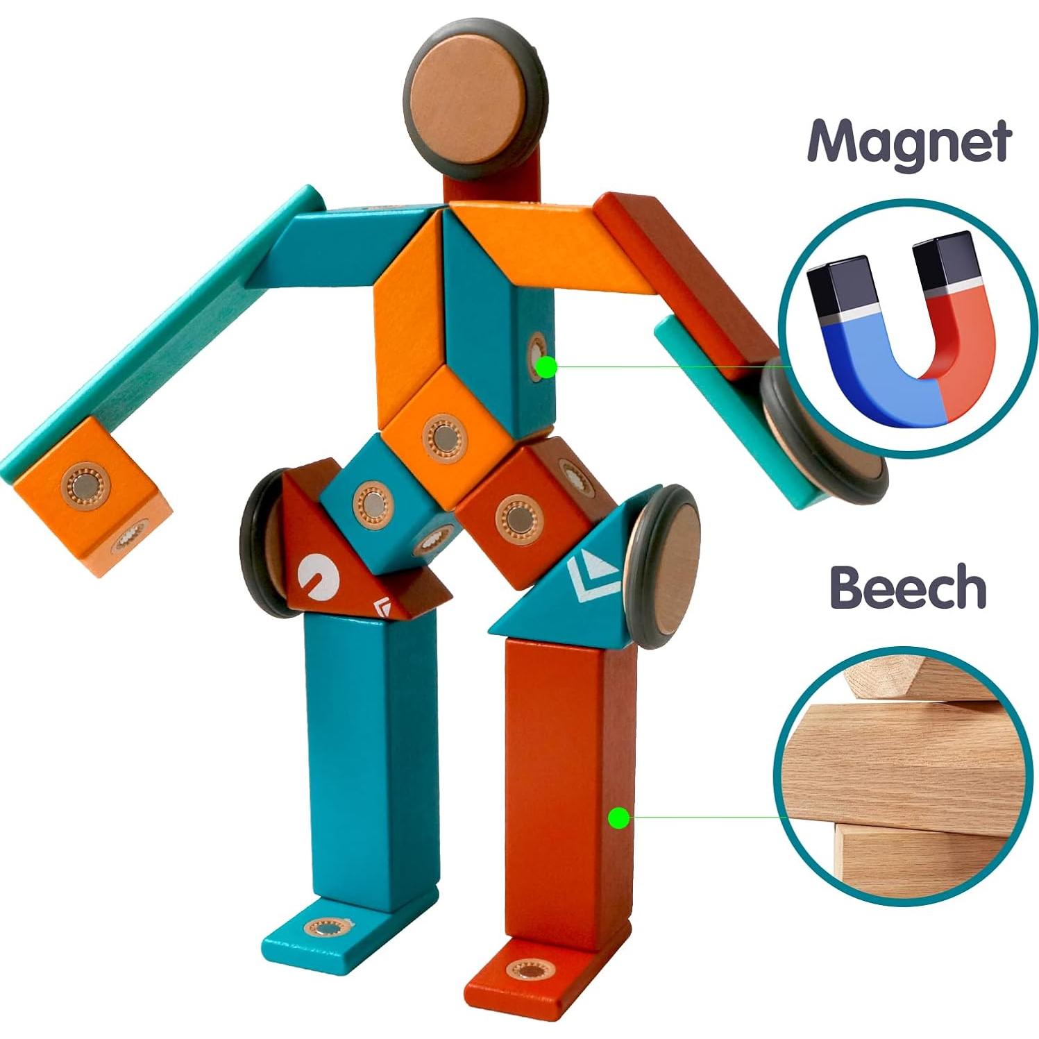 Juego de Bloques Magnéticos de Madera MAGBLOCK - 22 Piezas