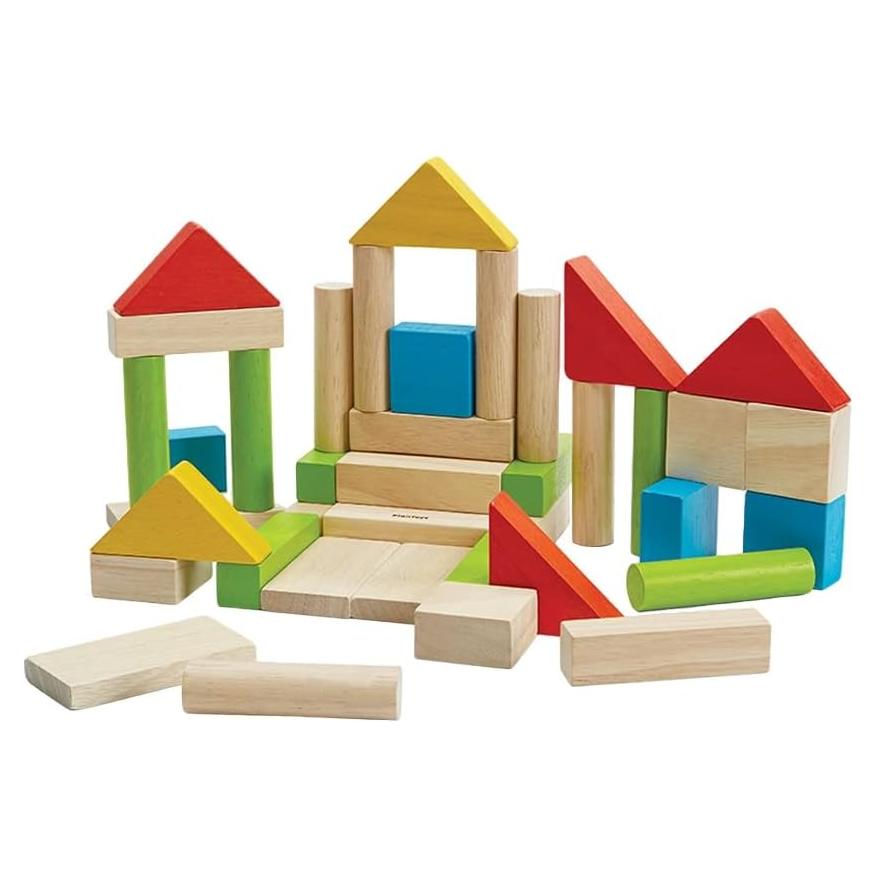 Bloques de Construcción de Madera PlanToys 40 Piezas Naturales
