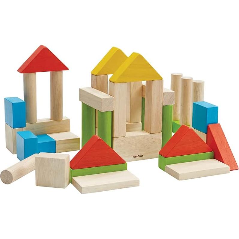Bloques de Construcción de Madera PlanToys 40 Piezas Naturales