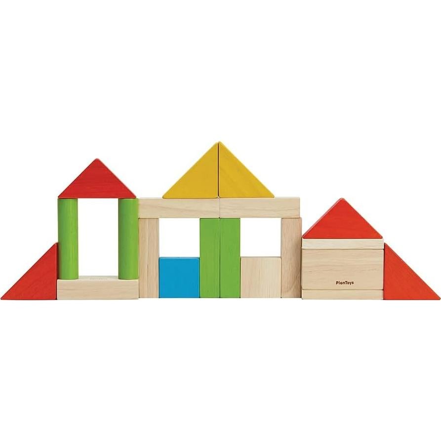 Bloques de Construcción de Madera PlanToys 40 Piezas Naturales