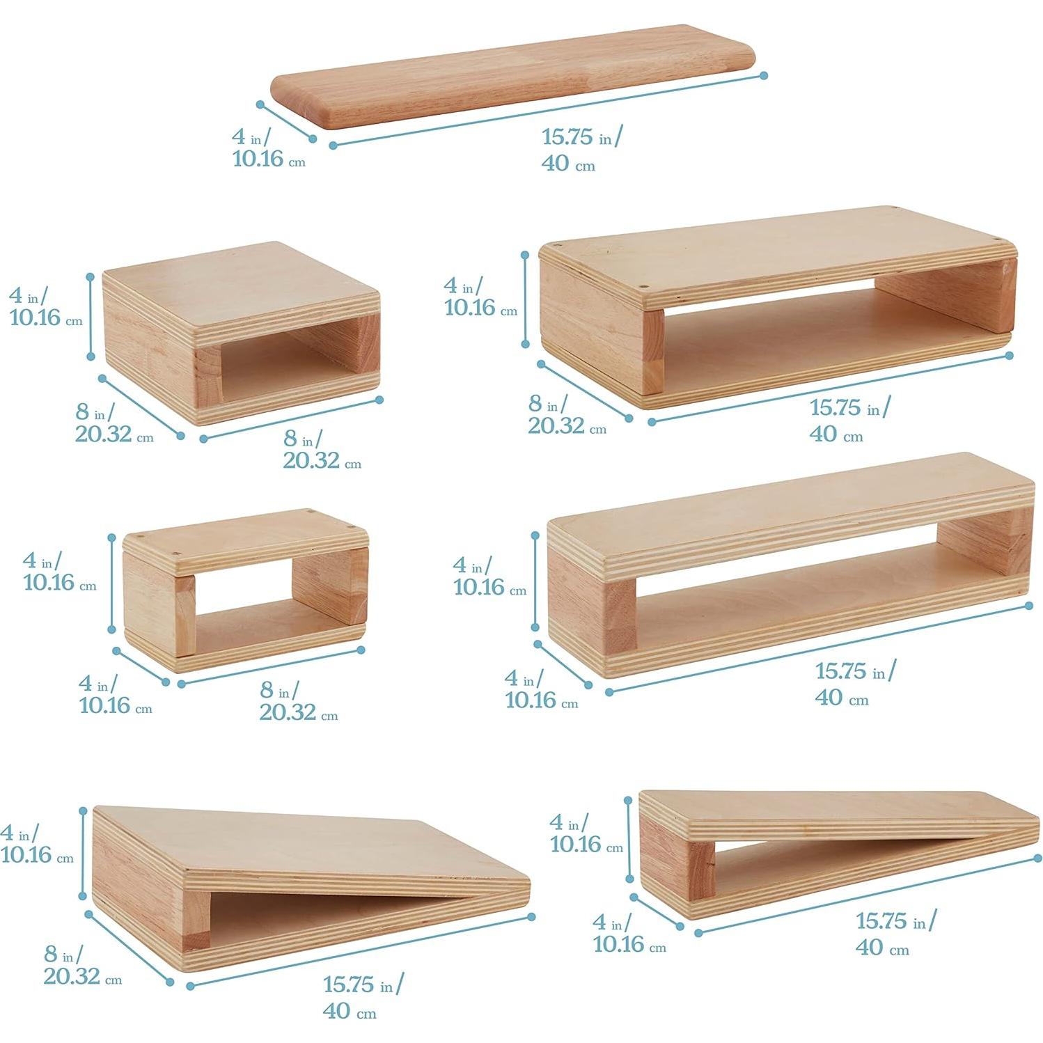 Juego de Bloques Huecos ECR4Kids - 18 Piezas de Madera Natural