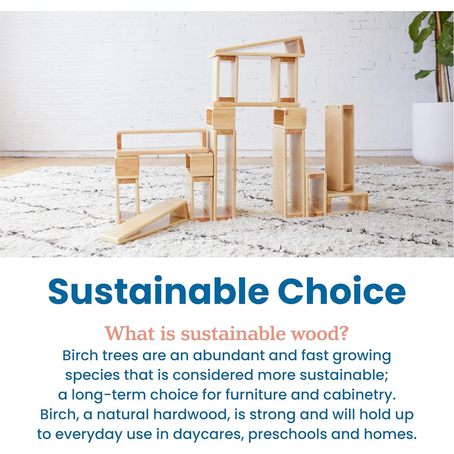 Juego de Bloques Huecos ECR4Kids - 18 Piezas de Madera Natural