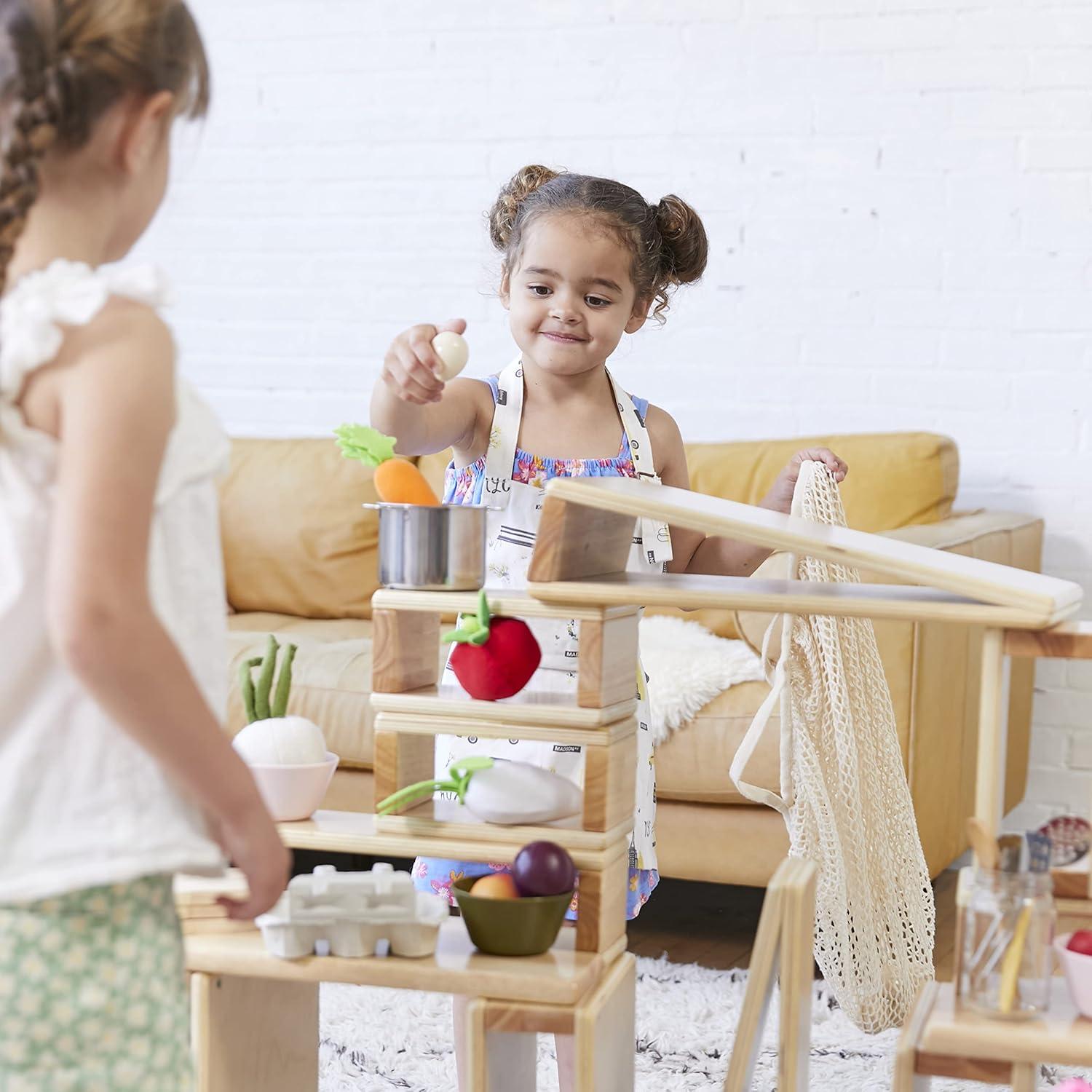 Juego de Bloques Huecos ECR4Kids - 18 Piezas de Madera Natural