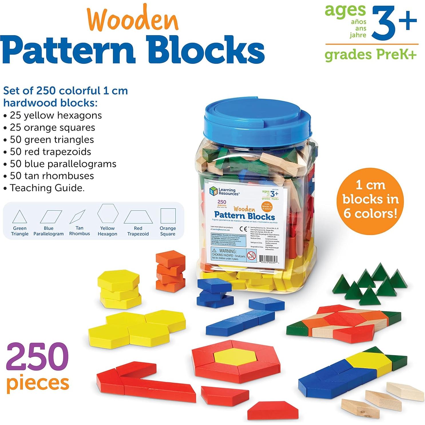 Bloques de Patrón de Madera Learning Resources 250 Piezas