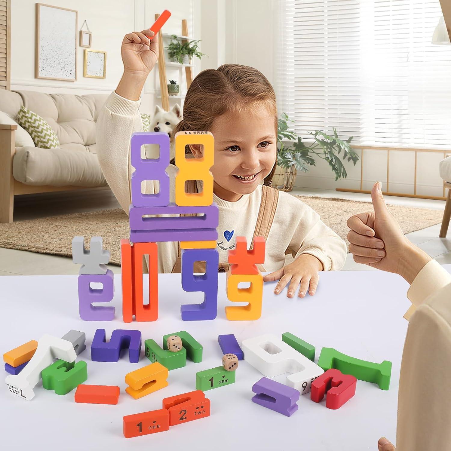 Bloques de Construcción de Números de Madera Lasoba 30 Piezas