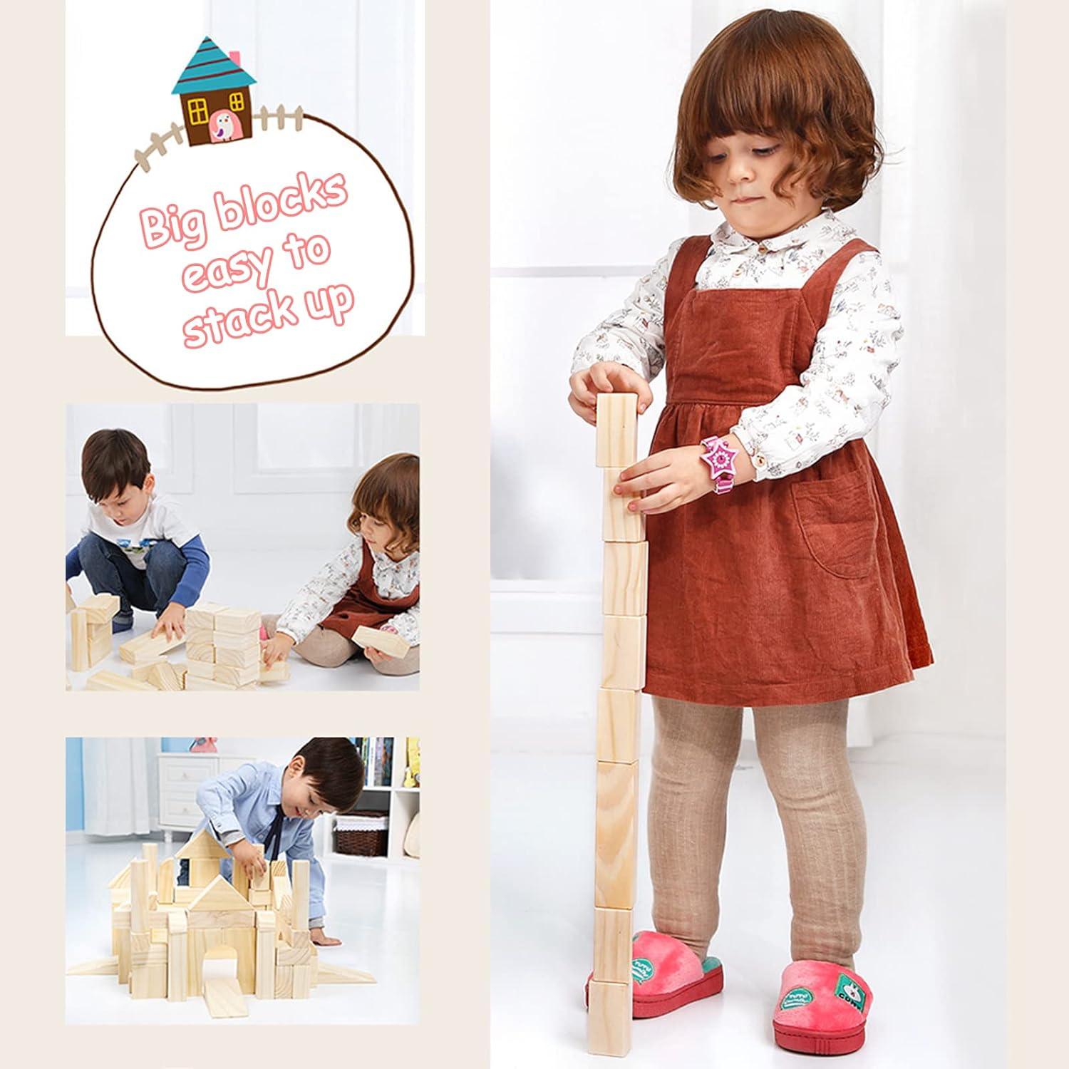 Bloques de Madera Grandes Onshine 64 Piezas para Niños 1-3 Años