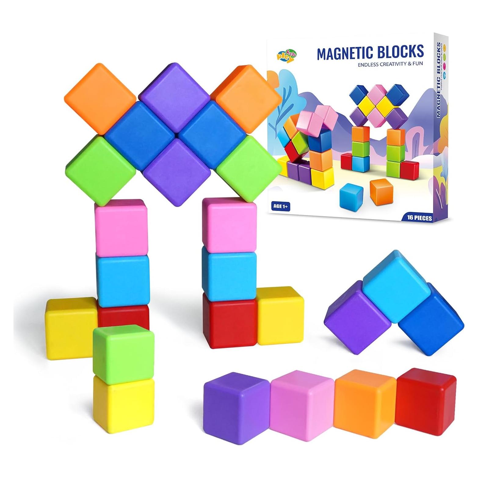 Bloques de Construcción Magnéticos Pleykele 16PCS 4.19cm 8 Colores