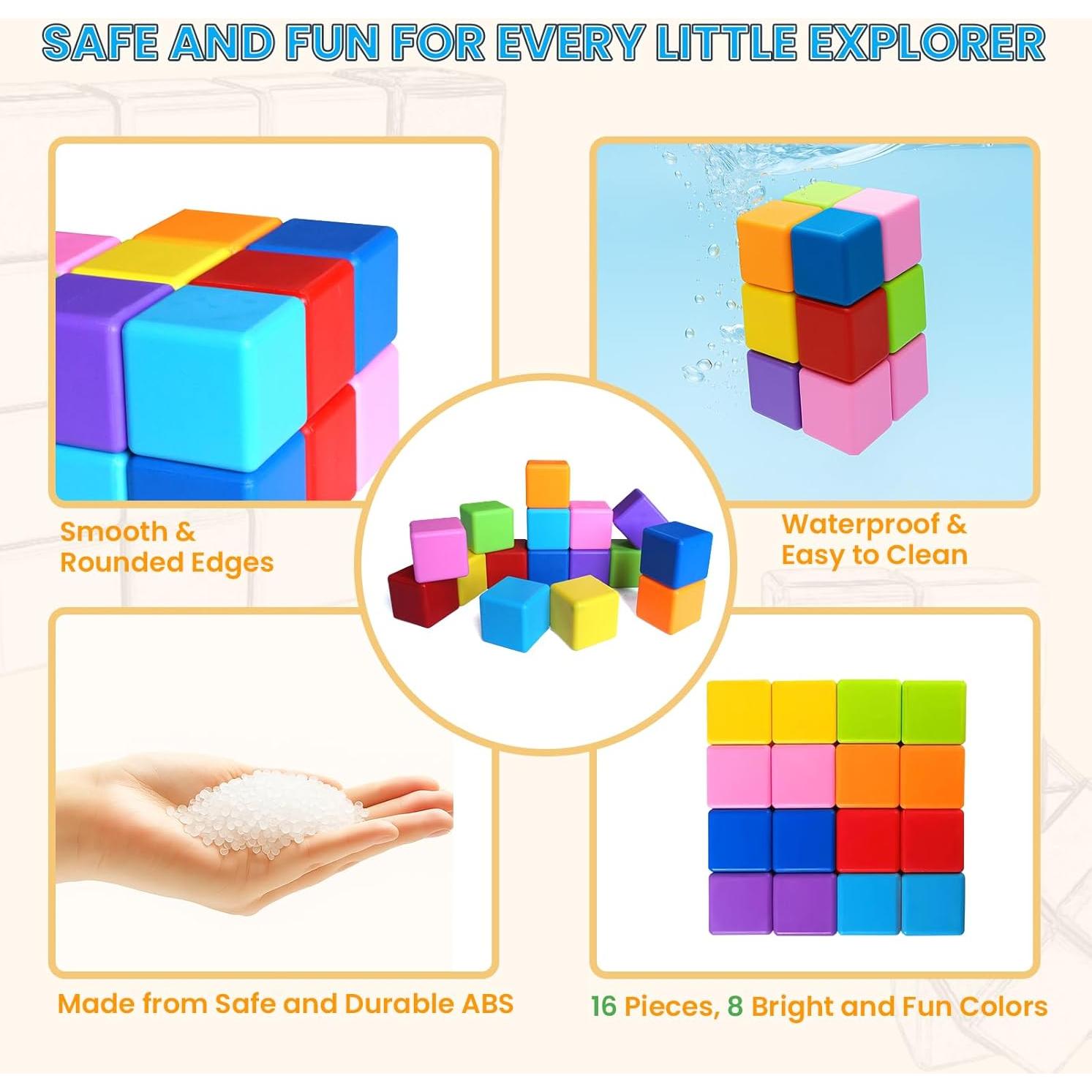 Bloques de Construcción Magnéticos Pleykele 16PCS 4.19cm 8 Colores