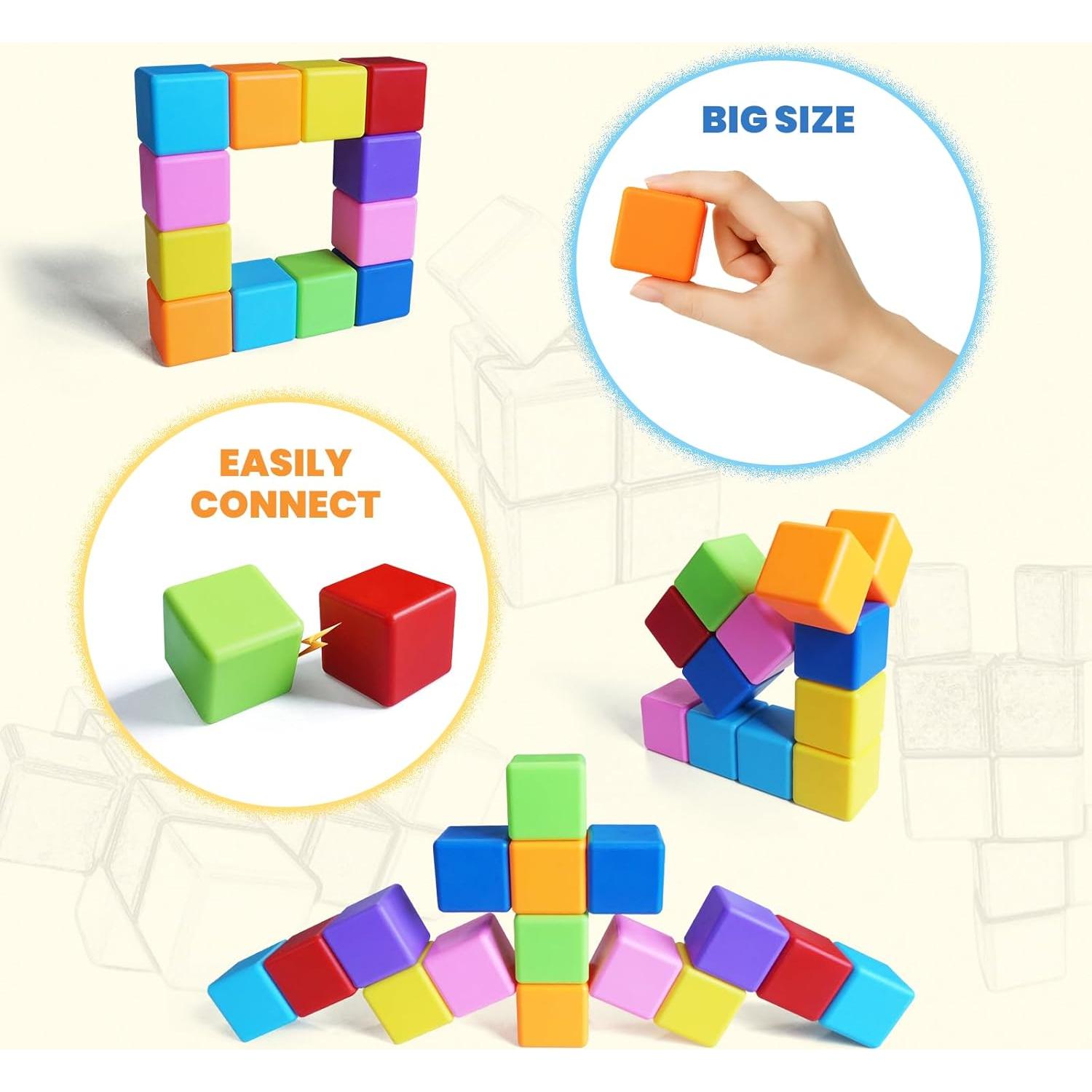 Bloques de Construcción Magnéticos Pleykele 16PCS 4.19cm 8 Colores