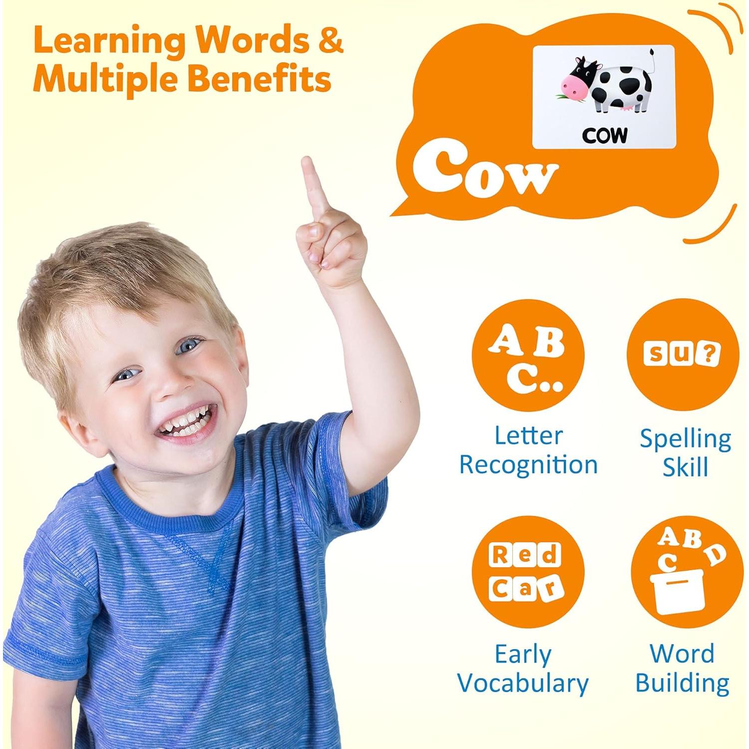 Juego de Bloques de Madera Coogam - Letras y Tarjetas Educativas