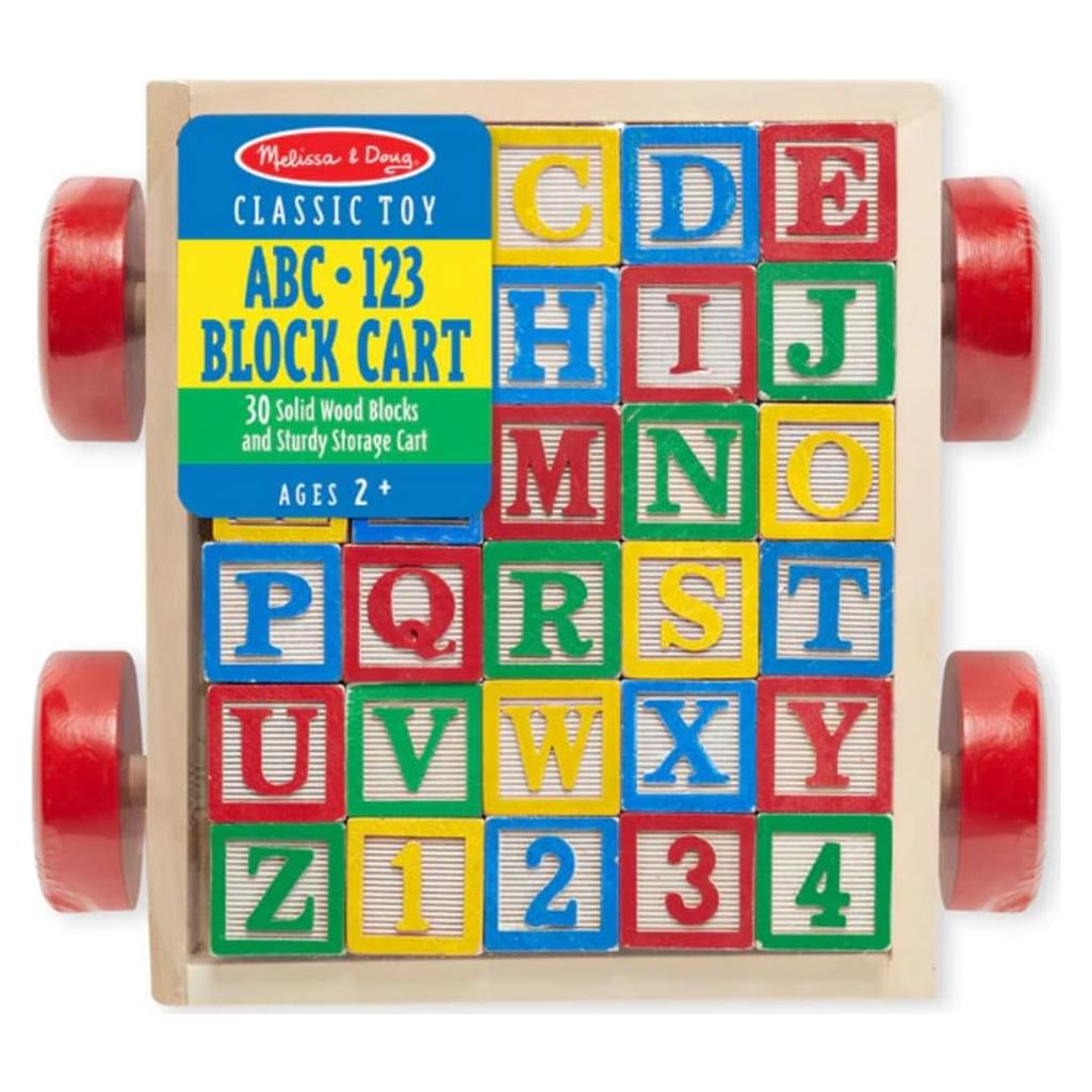 Carrito de Bloques ABC Melissa y Doug - 30 Bloques de Madera