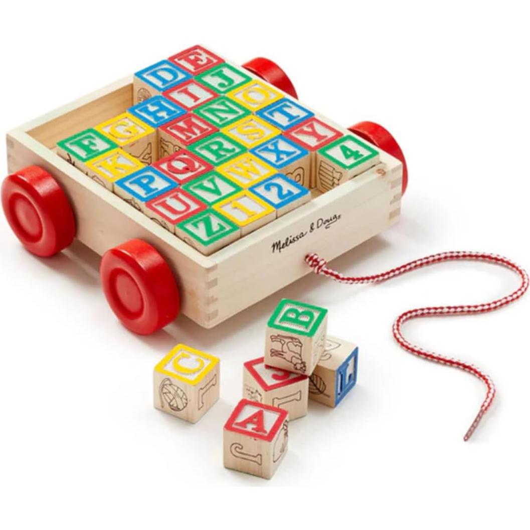 Carrito de Bloques ABC Melissa y Doug - 30 Bloques de Madera