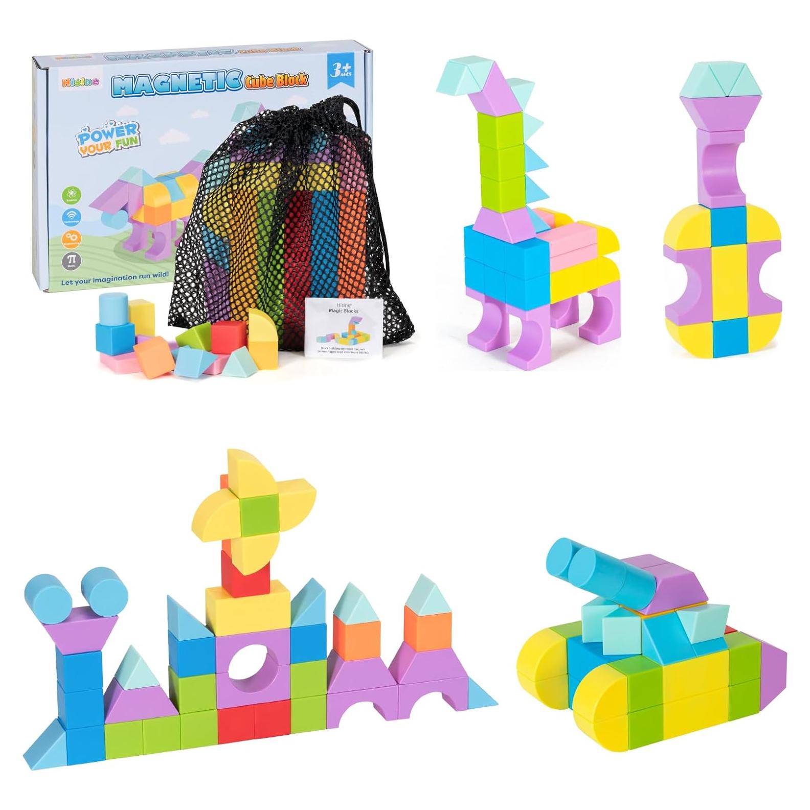 Bloques Magnéticos de Construcción Hisine 46 PCS para Niños 3-8 Años
