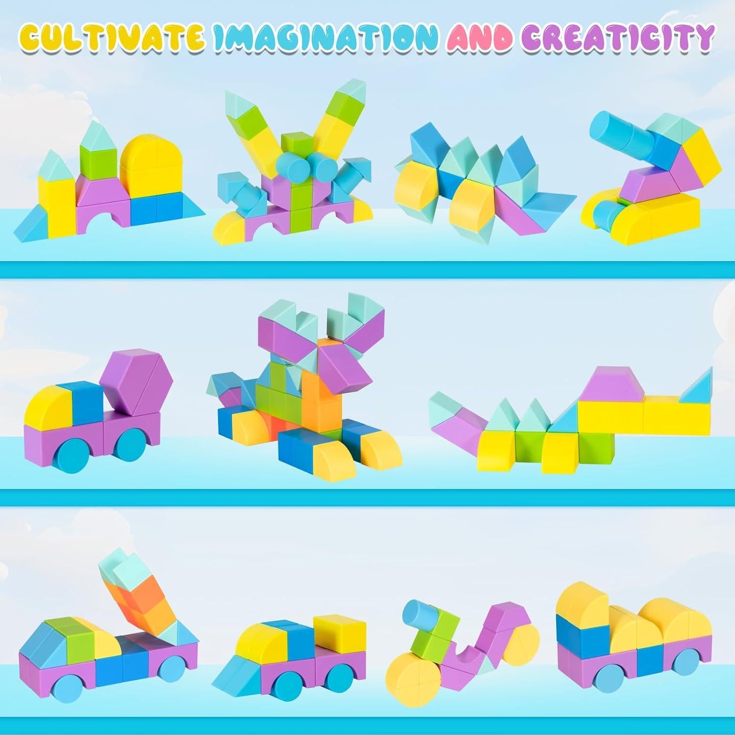 Bloques Magnéticos de Construcción Hisine 46 PCS para Niños 3-8 Años