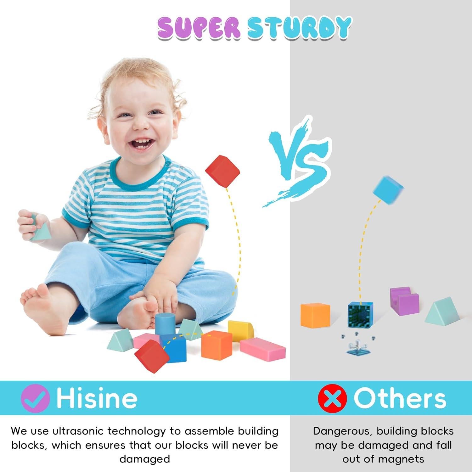 Bloques Magnéticos de Construcción Hisine 46 PCS para Niños 3-8 Años
