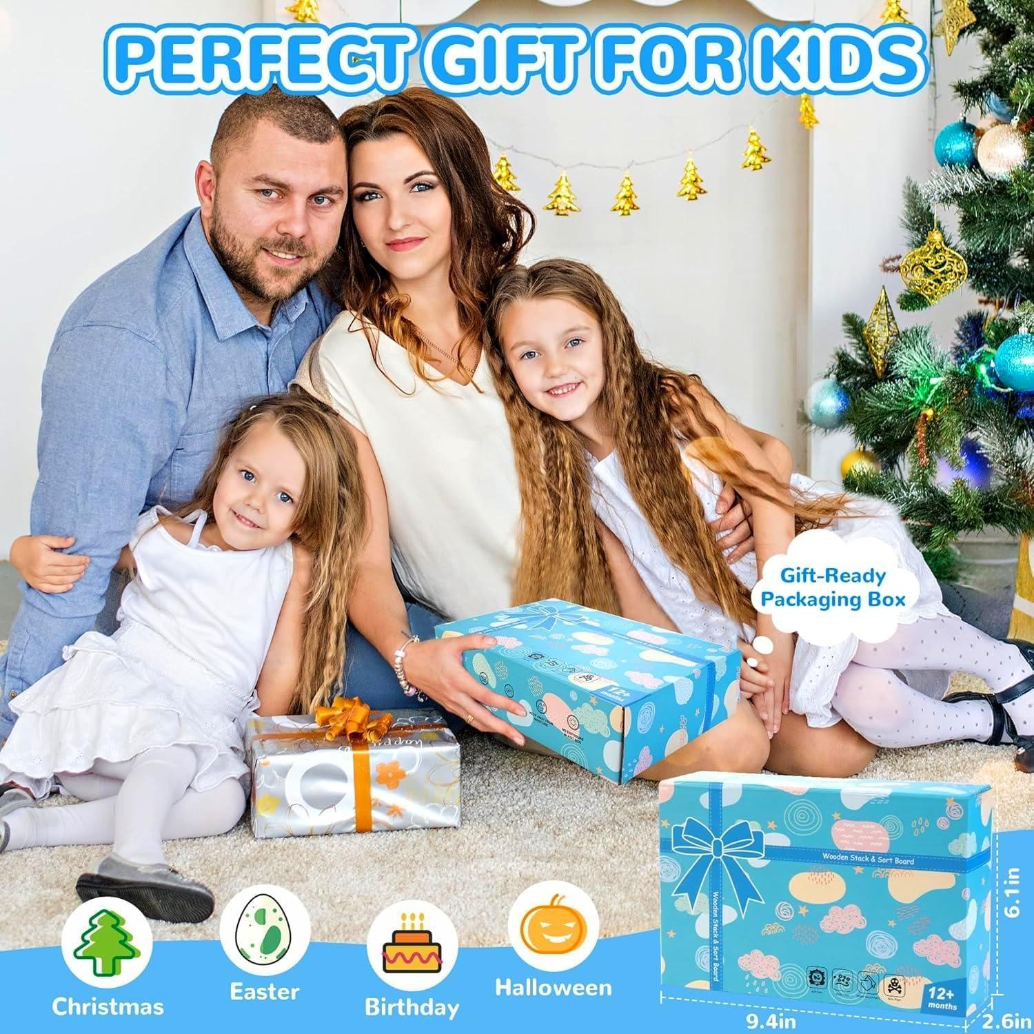 Clasificador de Formas de Madera AMAWOOD 24 Piezas 12 Tarjetas