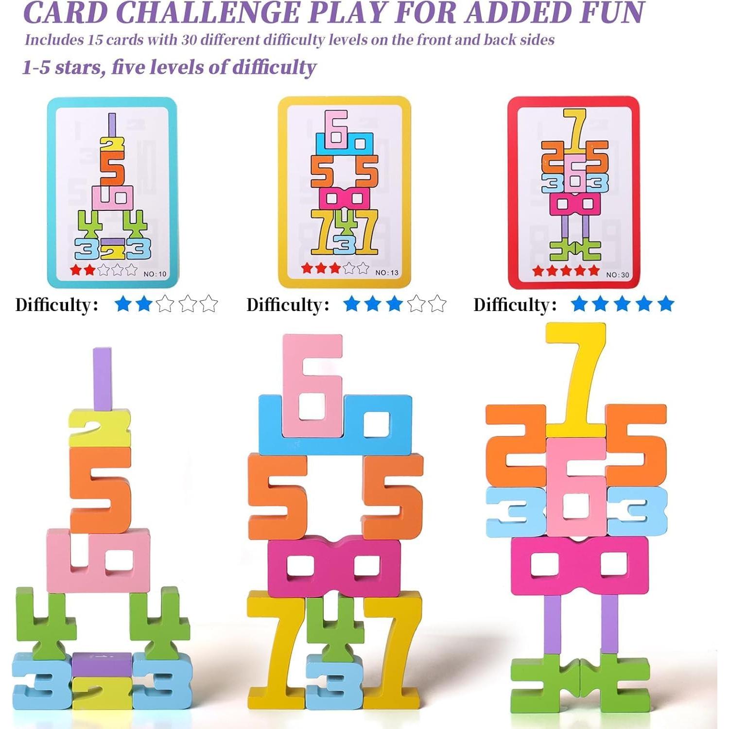 Bloques de Construcción de Números de Madera WISBOOK 20 Piezas