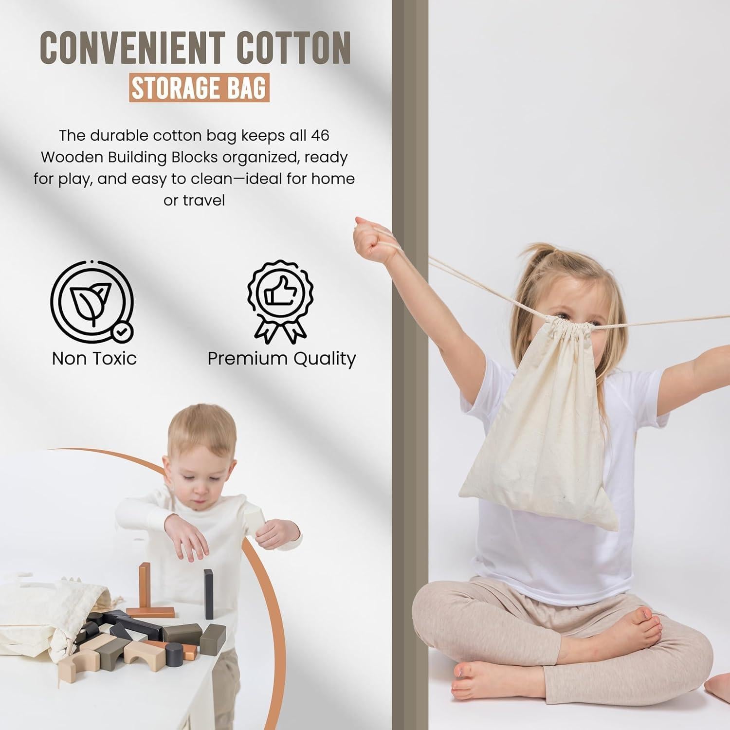 Bloques Apilables de Madera Modern Ramona - 46 Piezas para Niños