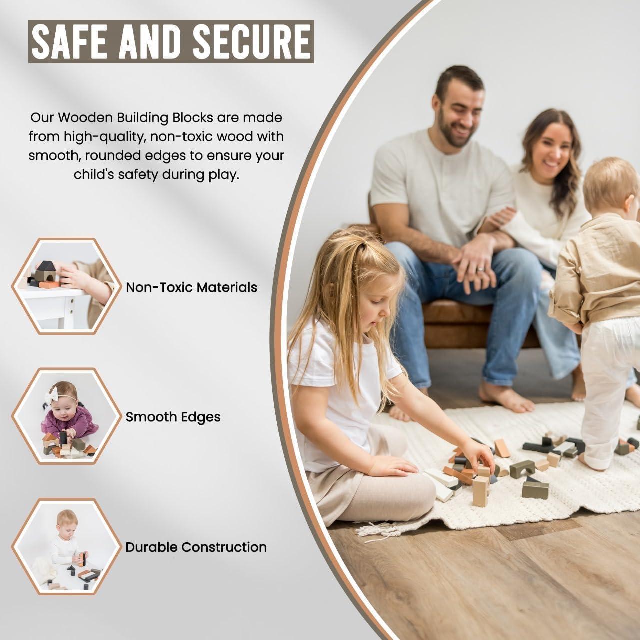 Bloques Apilables de Madera Modern Ramona - 46 Piezas para Niños