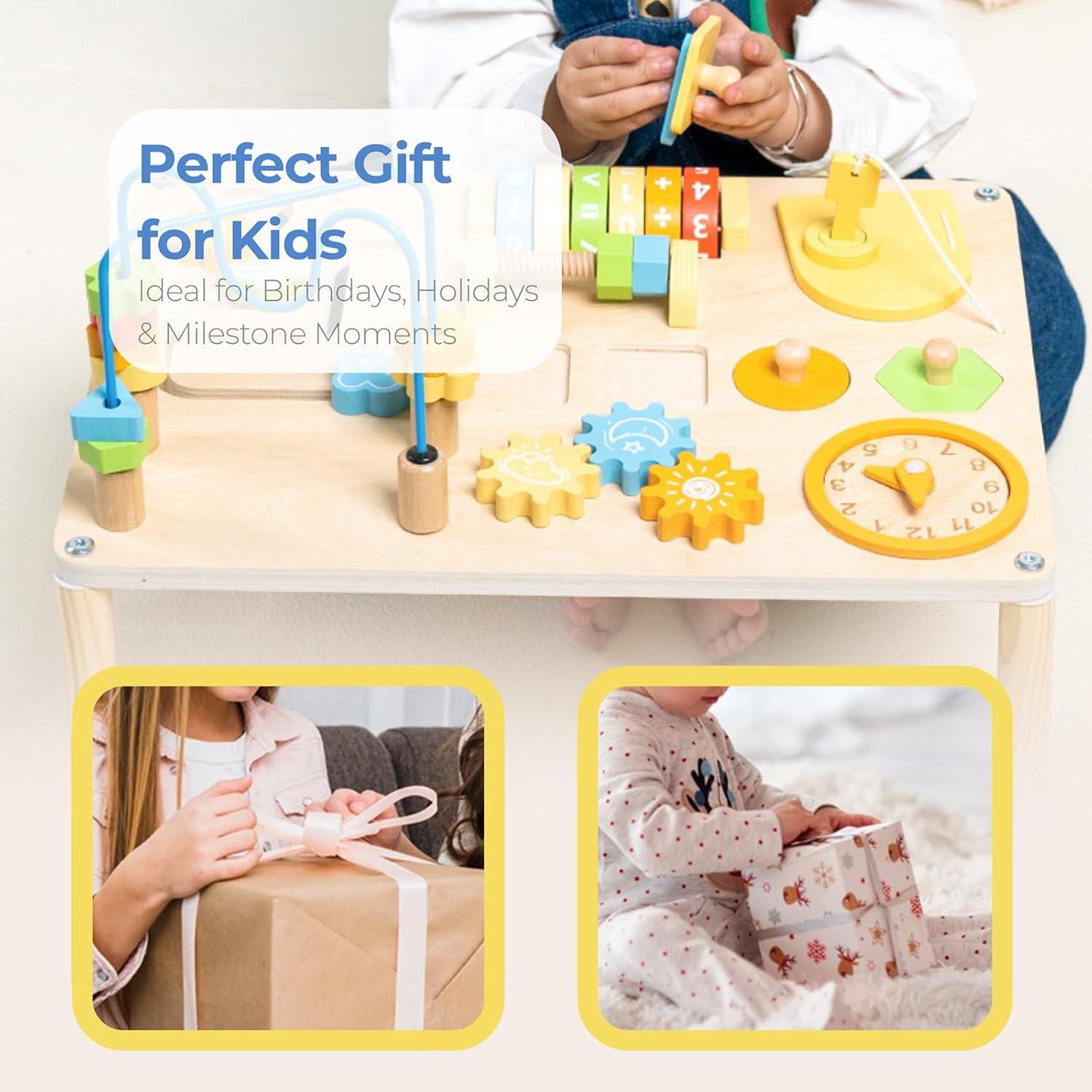 Mesa de Actividades de Madera Montessori para Bebés 1-3 Años