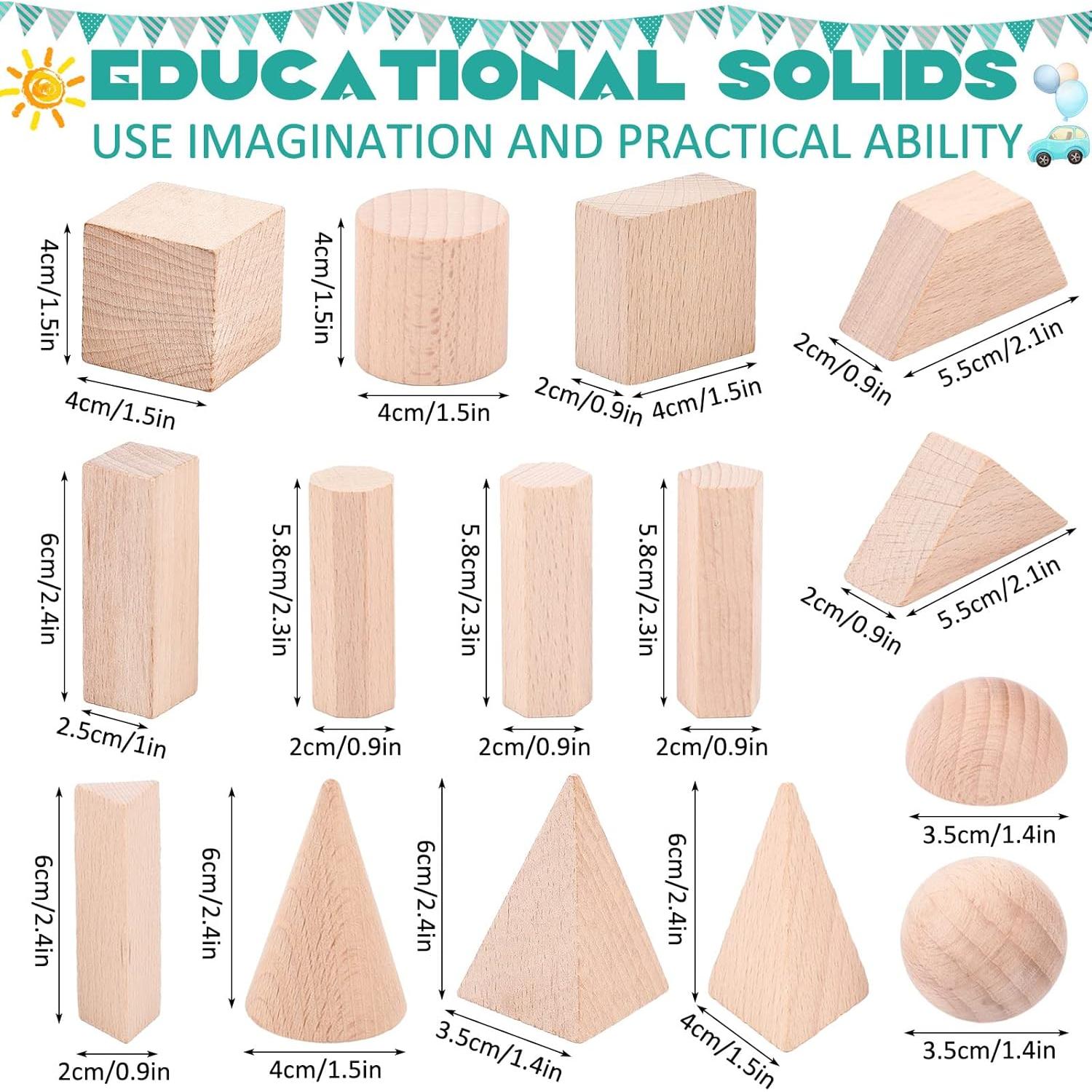Bloques Geométricos de Madera Syhood 15 Piezas 3D Educativos
