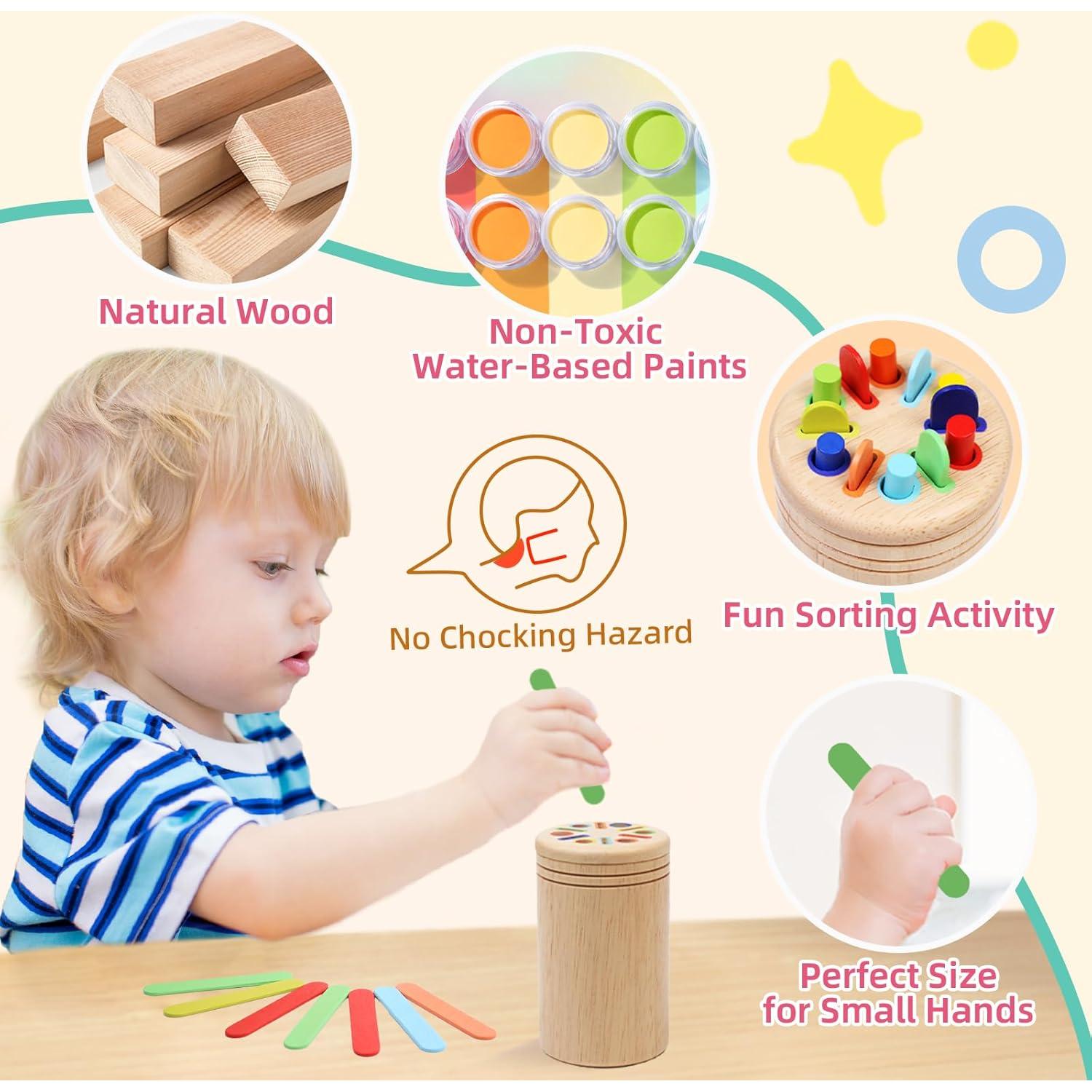 Juguete Montessori de Clasificación de Colores MTTIERY 25.4x5.08 cm