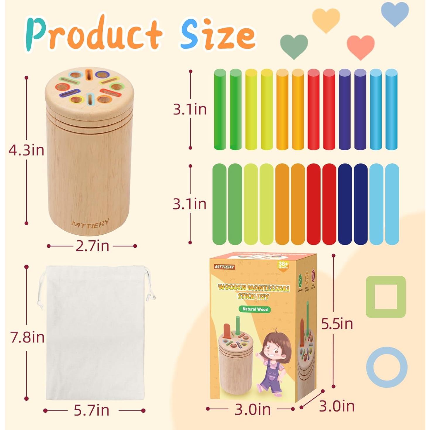 Juguete Montessori de Clasificación de Colores MTTIERY 25.4x5.08 cm