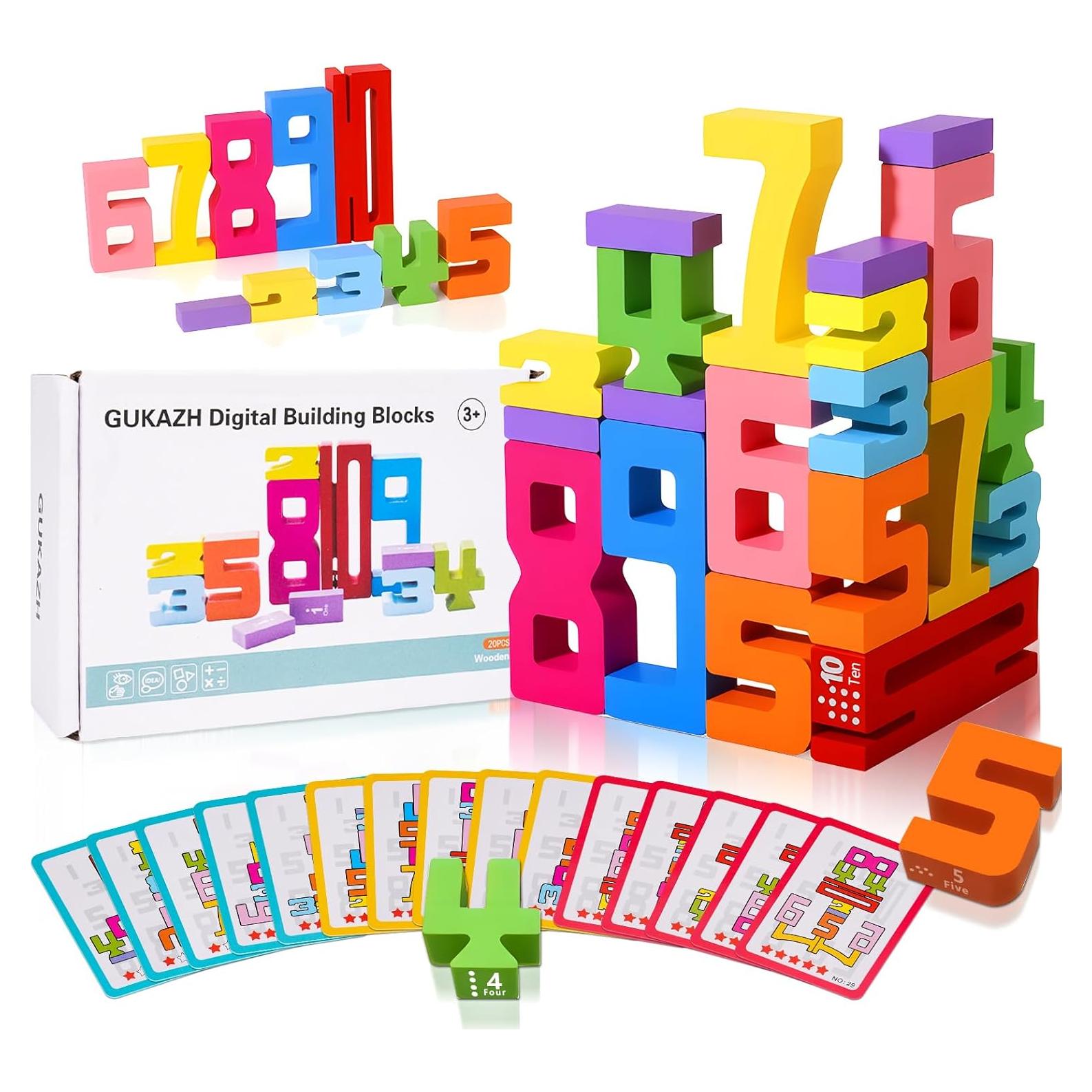 Bloques de Construcción de Números de Madera GUKAZH 20PCS