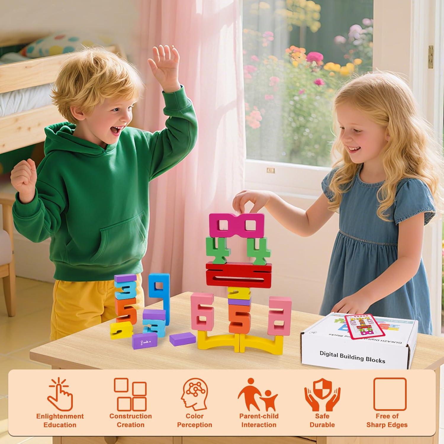 Bloques de Construcción de Números de Madera GUKAZH 20PCS